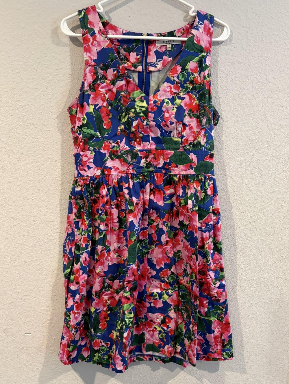 Milly Womens Classic Casual Floral Sleeveless V Neck Above Knee Dress Size 8